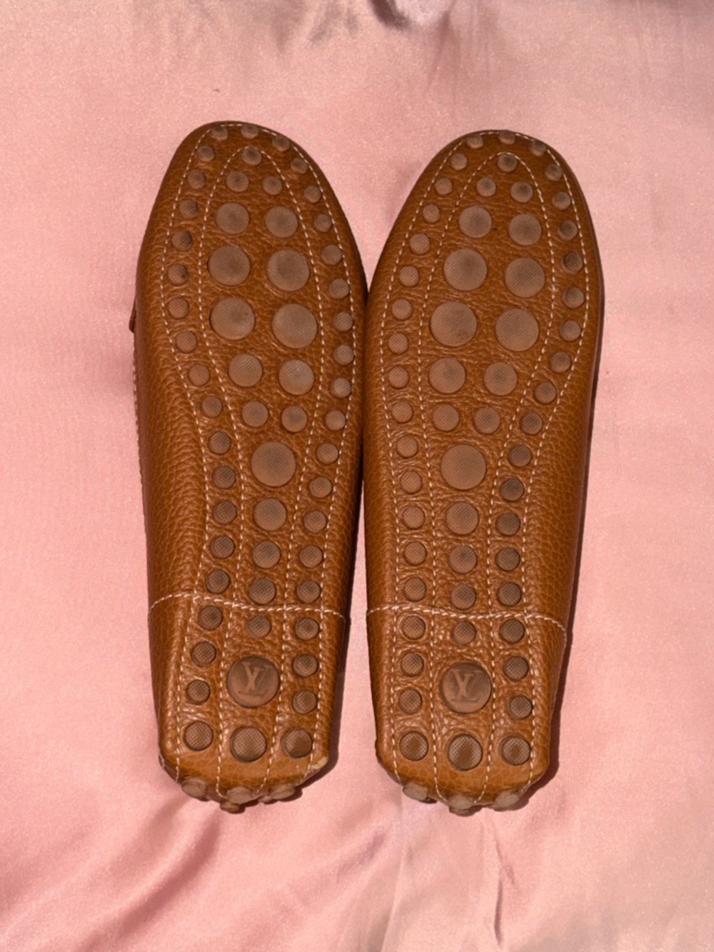 Louis Vuitton Tan Leather Driving Loafers with Lock - Picture 3 of 4
